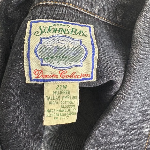 Vintage St. John's Bay Blue Denim Jean Plus Size Vest - Picture 7 of 11